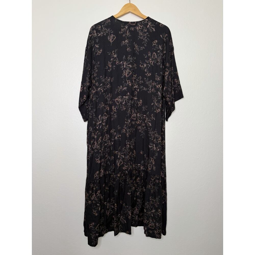 Saltwater Luxe Black Floral Rayon Midi Dress Size Small Boho Dark Whimsy Goth - Picture 4 of 4
